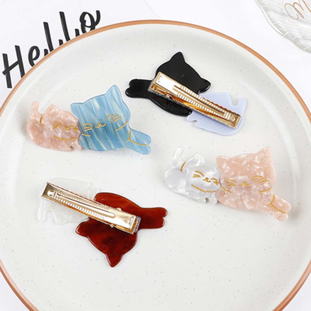 Kẹp tóc mạ acrylic hình chú mèo dễ thương cho nữ