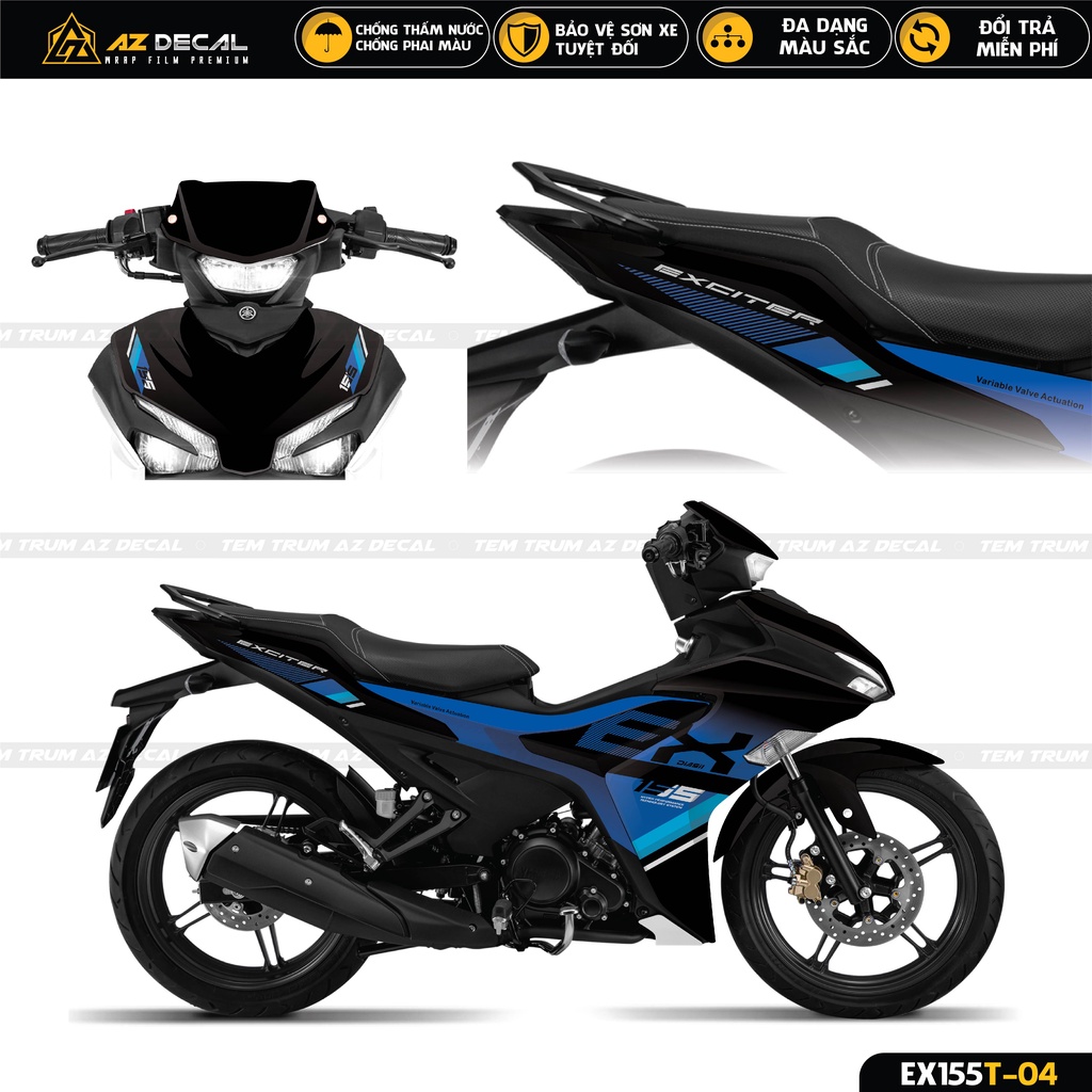 Mẫu Tem Trùm Xe Exciter 155 Xanh GP Đẹp Nhất Năm 2022 | Decal Dán Ex 155 Thiết Kế Đa Dạng, Chống Nước