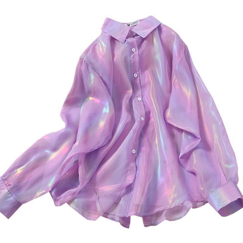 Áo Khoác Cardigan Chất Liệu Chiffon Màu Cầu Vồng Ngọt Ngào Cho Nữ