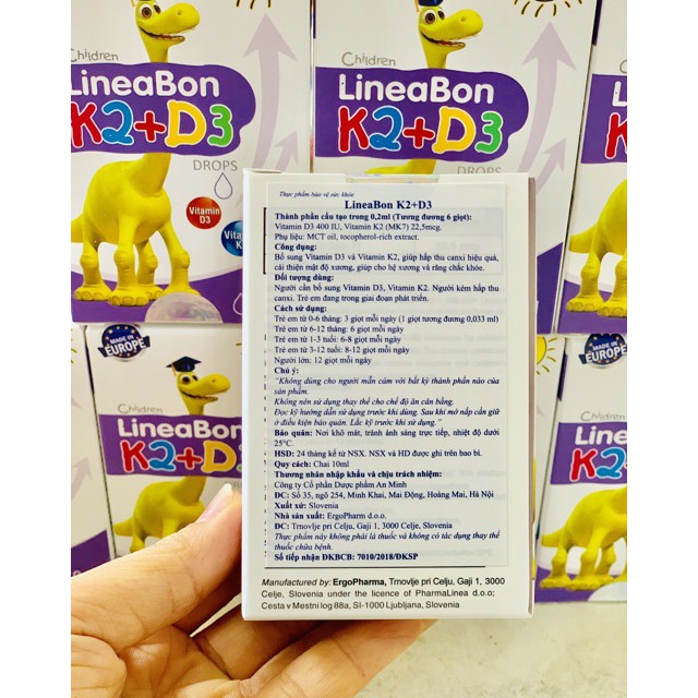 Vitamin D3K2 Lineabone - Hỗ trợ hấp thu canxi, tăng chiều cao cho bé_10ml
