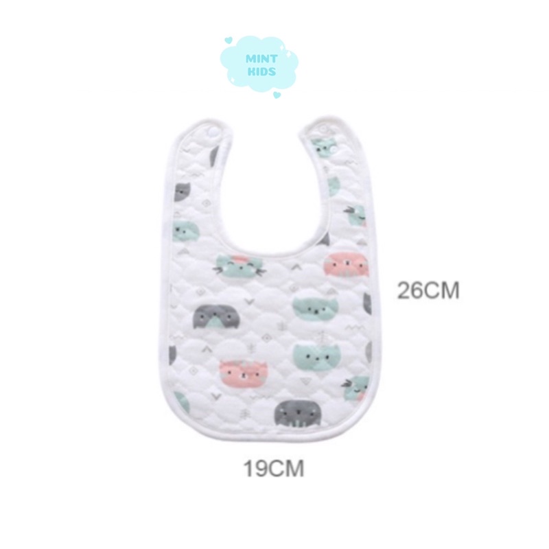 Yếm Chống Thấm Cho Bé Cotton Mềm Mại, Hoạ Tiết Dễ Thương