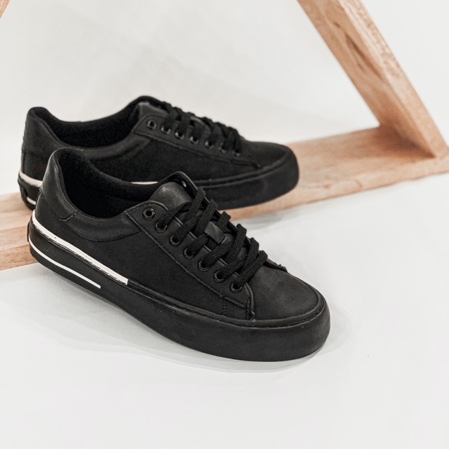 Giày sneaker full đen sọc trắng MIDAZ - MD00298