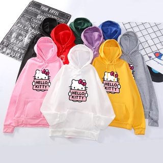 Áo len dáng rộng Hello Kitty 2020 Xu hướng hoạt hình Nhật Bản Thời trang mới Plus Áo khoác cặp đôi có mũ trùm đầu lông cừu C738
