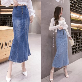 Chân Váy Denim Dài Kiểu Đuôi Cá Thời Trang Cho Nữ