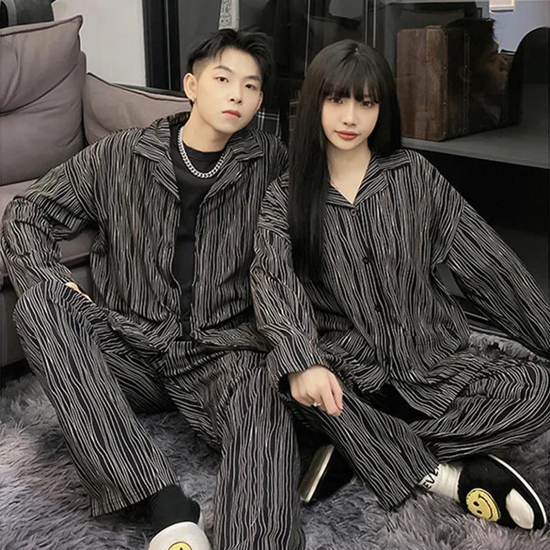 Bộ đồ ngủ cotton tay dài phong cách Nhật Bản thời trang xuân thu dành cho cặp đôi với nhiều loại tùy chọn n2wf