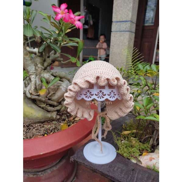 Nón len vành bèo tiểu thư xinh xắn dễ thương handmade độc đáo