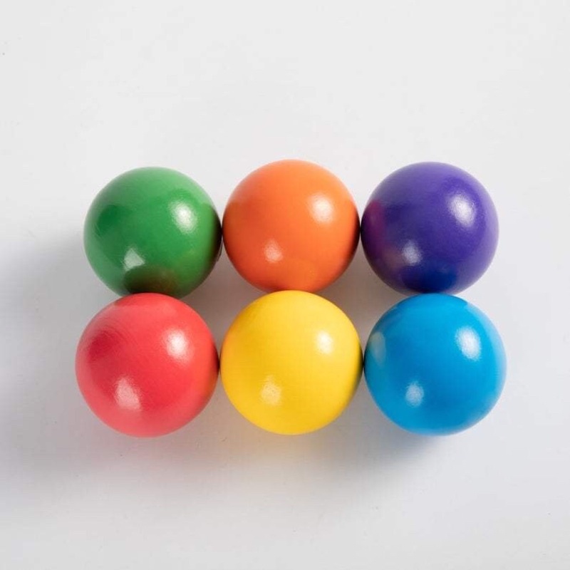 Set 6 quả bóng gỗ cầu vồng đường kính 45mm giáo cụ montessori