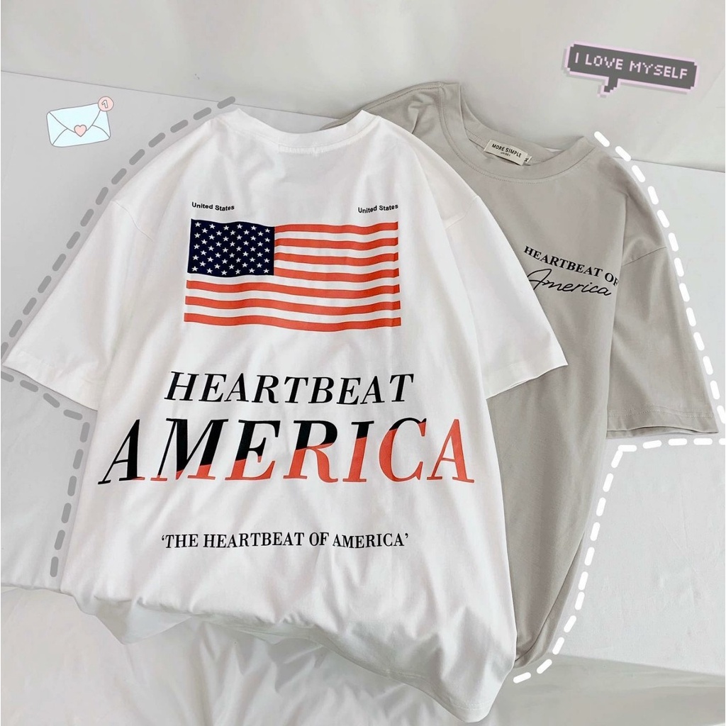 Áo Thun Tay Lỡ HEARTBEAT AME TEE Form Rộng Ulzzang Unisex (Ảnh Thật)