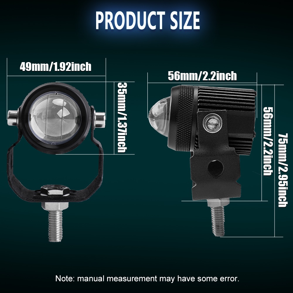 Đèn Pha Led Mini 12v 24v Hai Màu Trắng/Vàng Chuyên Dụng Cho Xe Mô Tô/Xe Hơi