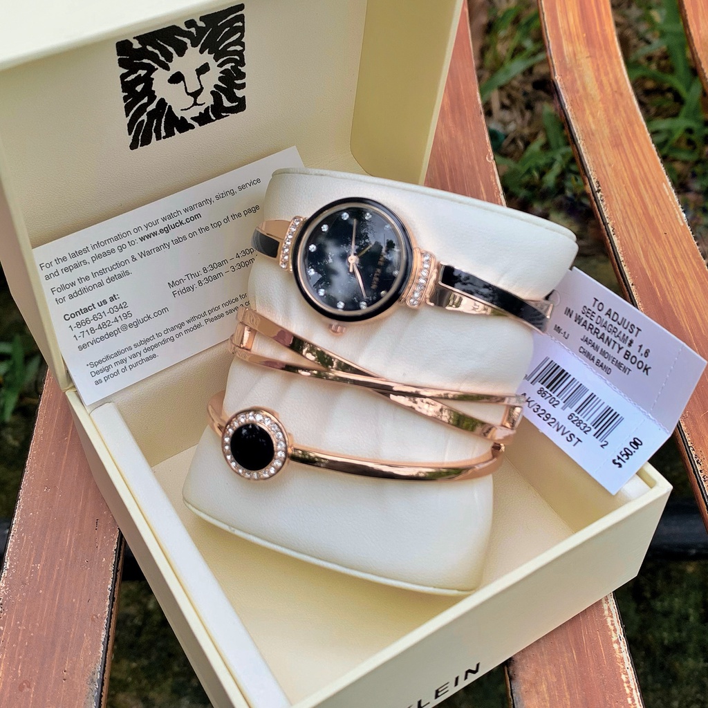 Set đồng hồ nữ + vòng tay Anne Klein  AK/3292NVST - Quartz [ Chính hãng ]