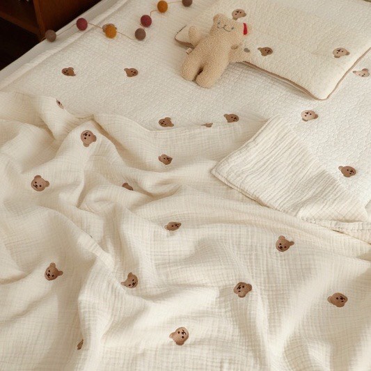 Chăn Xô Muslin Cho Bé Sơ Sinh Hoạ Tiết Hình Gấu Đáng Yêu, Chất Mềm mại,Thấm Hút Mồ Hôi Không Kích Ứng Da Bé-Unun kisd