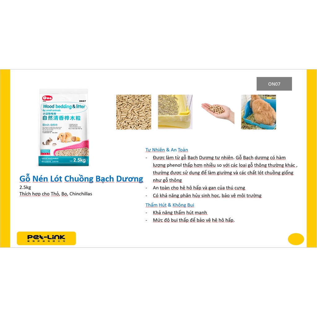 gỗ nén ONO 2,5kg cho thỏ, bọ , hamster, sóc, nhím
