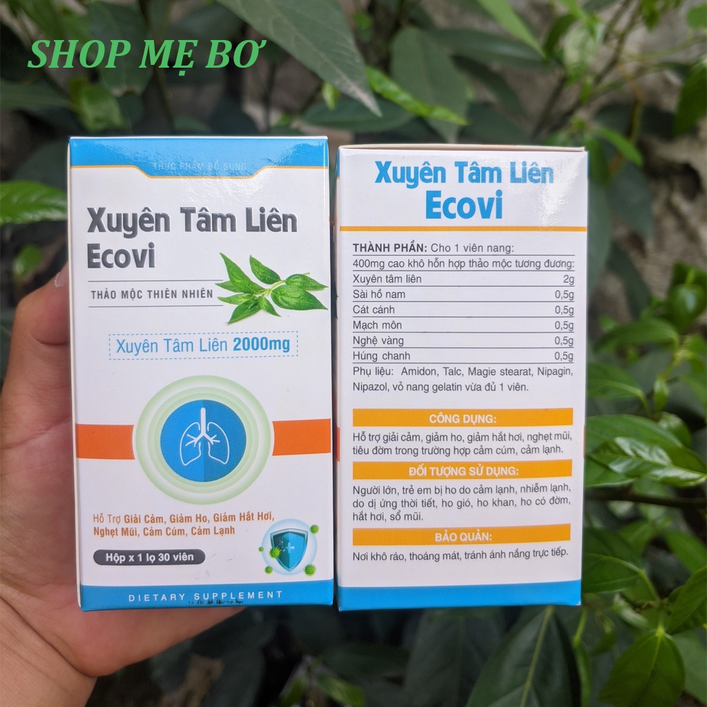 Viên uống thảo mộc Xuyên Tâm Liên Ecovi- Hỗ trợ giải cảm, giảm ho, Giảm hắt hơi, Nghẹt mũi, Cảm cúm, Cảm lạnh