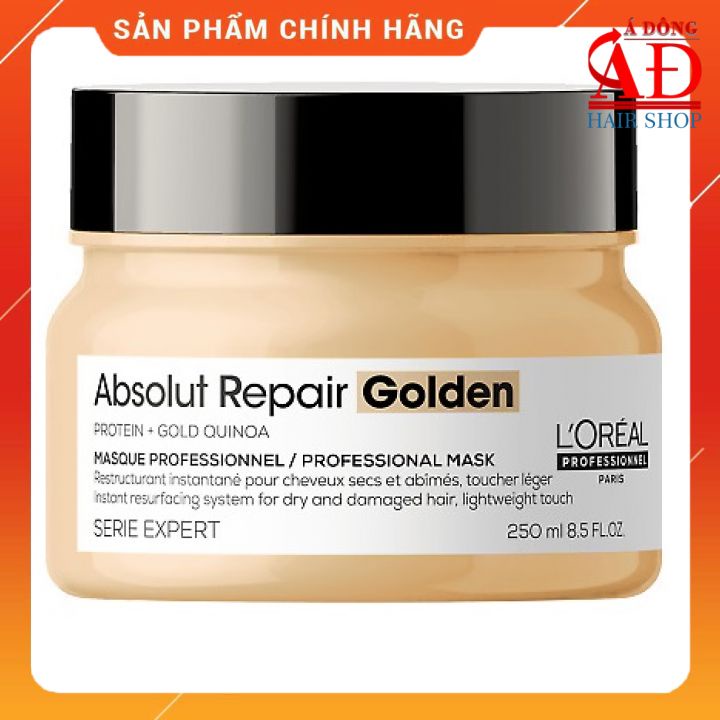 MẶT NẠ Ủ NHŨ VÀNG LOREAL ABSOLUT REPAIR "GOLDEN" GOLD QUINOA 2021 CHO TÓC HƯ TỔN NẶNG 250ML