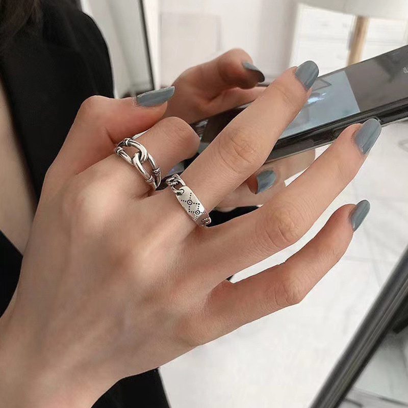 IF ME Bộ nhẫn hở   mạ bạc đính pha lê kiểu trái tim thời trang cho nữ