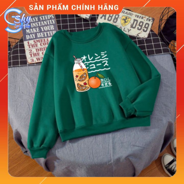 ÁO SWEATER UNISEX NAM NỮ  FORM RỘNG, CHẤT NỈ BÔNG DÀY DẶN CAO CẤP in HÌNH TRÀ CAM NHẬT SIÊU FASHION