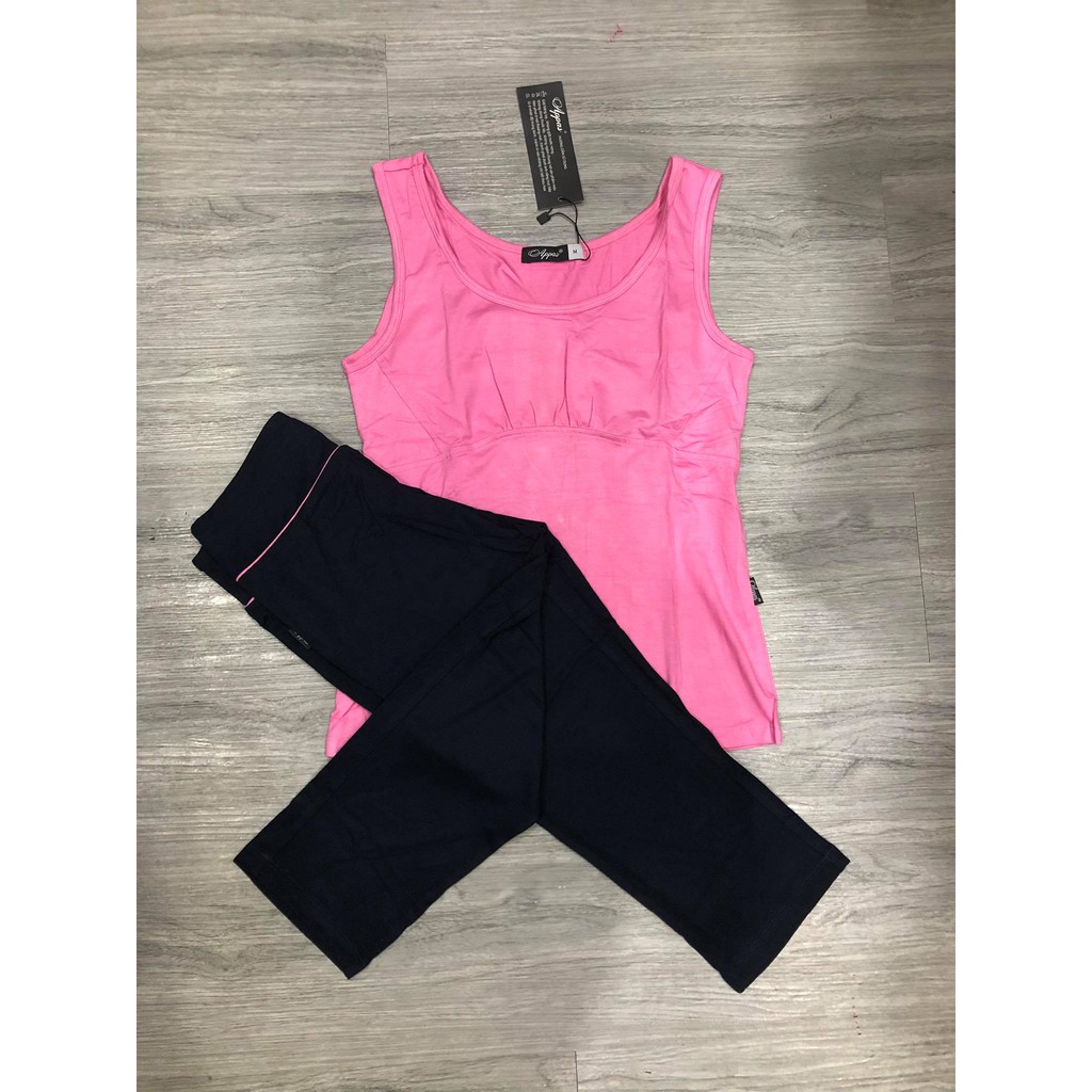 Bộ tập thể thao nữ | SALE | bộ tập Gym, Yoga, Rumba, Erobic áo sát nách quần lửng đến gối chất cotton lạnh siêu co giãn