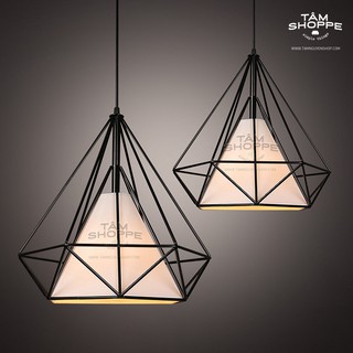 Bộ đèn thả trần Vintage Khung sắt Kim cương DLTT