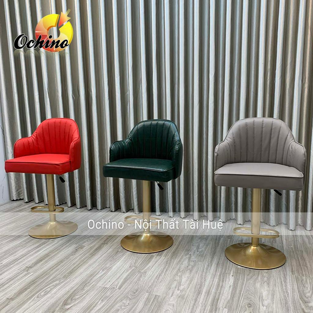 Ghế Livestream, Ghế Chụp Hình Mẫu Vân Sò Da Chân Cao 60-80Cm Mạ Vàng Nhạt (Có Sẵn)