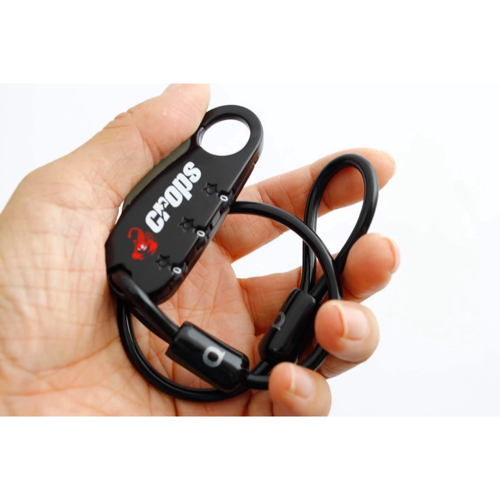 Khóa mũ bảo hiểm chống cắt chính hãng Crops Nhật Bản dây cáp thép phi 4mm chuyên dùng Arai Shoei HJC AGV Harley Triumph
