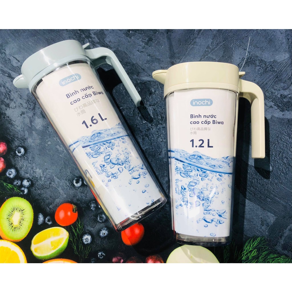 Bình nước để tủ lạnh, bình nước để bàn nhựa cao cấp Biwa 1,6L INOCHI tiêu chuẩn Nhật Bản - Happy Life 4U
