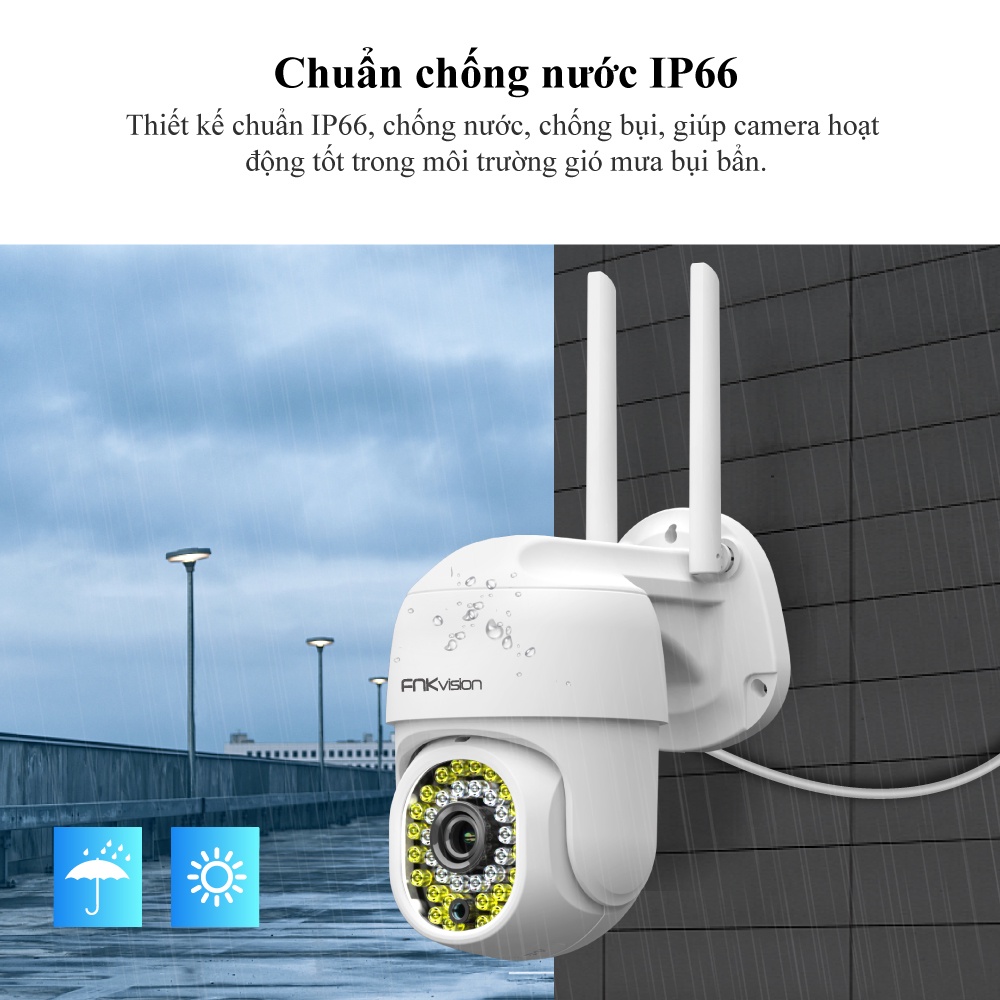 Yoosee Camera Ngoài Trời PTZ  mini Xoay 360° Chống Nước Fnkvision Full HD 5MP 36 Led Ban Đêm Trợ Sáng Đàm Thoại 2 Chiều