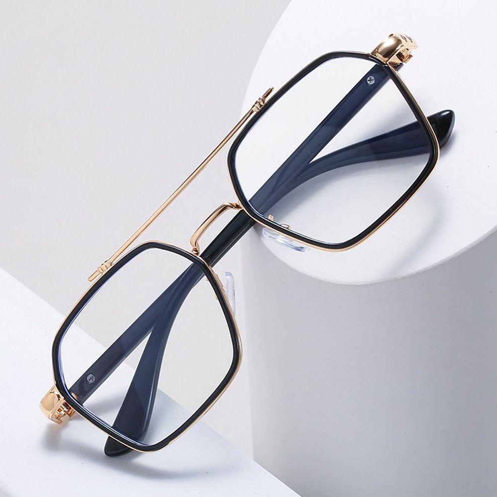 Kính Chống Ánh Sáng Xanh Tròng Vuông Đôi Thời Trang Vintage Cho Nam