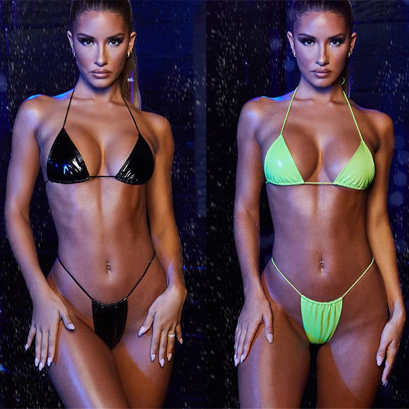 Bikini Da Bóng Tam Giác Tanning Phối Dây Đi Biển Siêu Tây