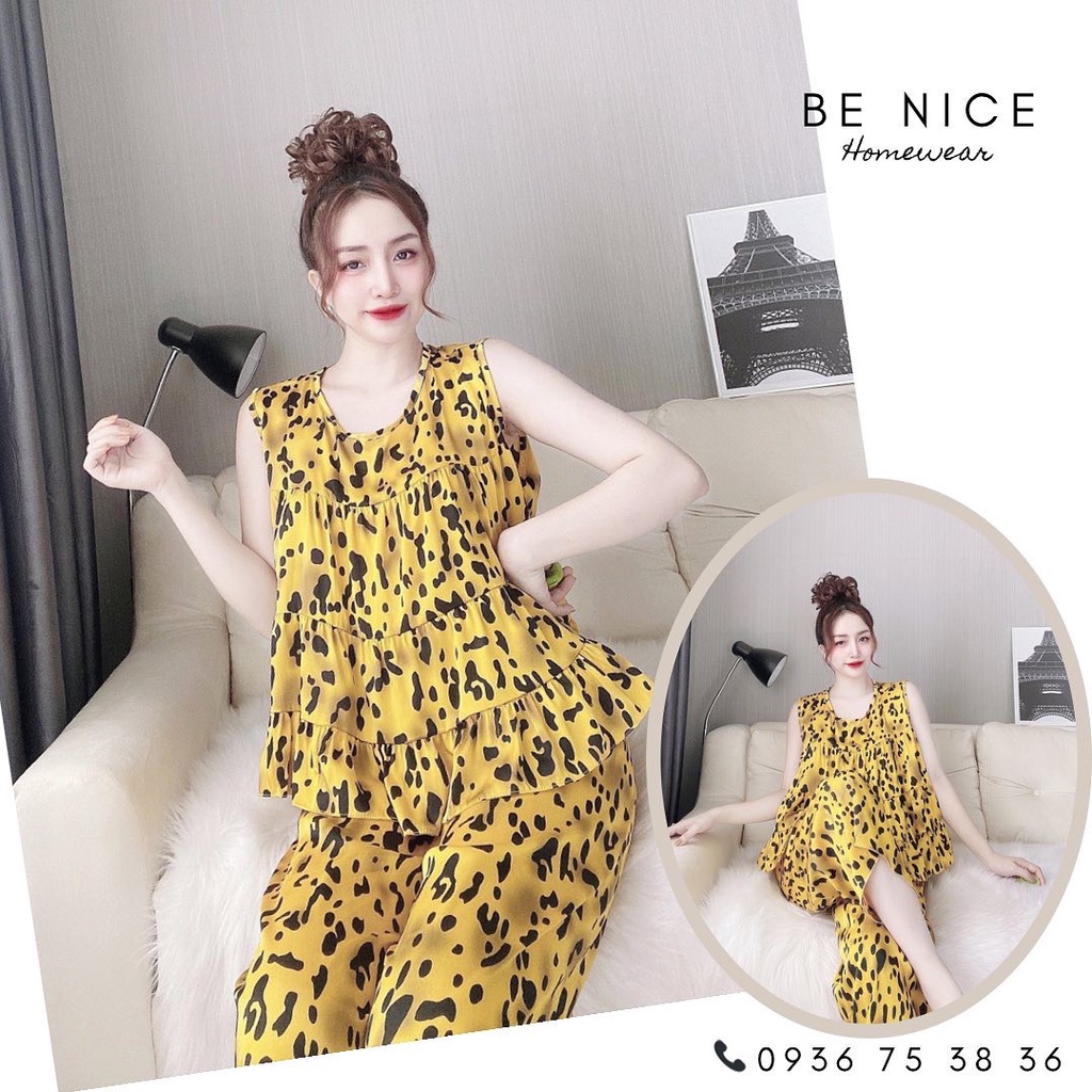 Bộ sát nách nhún bèo dài nhiều họa tiết dễ thương cho nàng nhà Be Nice Homewear
