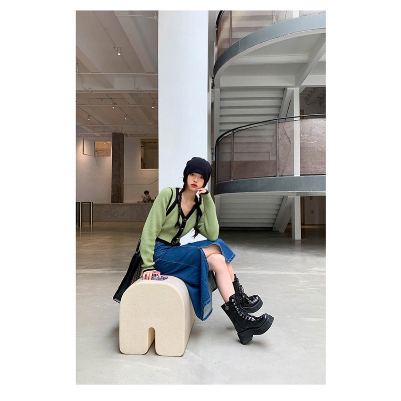 Áo sweater dệt kim tay dài giả hai lớp phong cách retro kiểu mới cho nữ