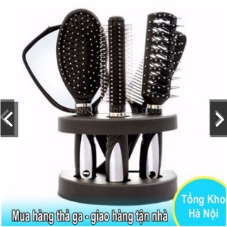 Bộ dụng cụ làm đẹp tóc gồm gương, lược gồm 5 món: gồm 01 gương, 01 lược chải tóc, 03 lược gai. Đầu lược được bao bằng nh