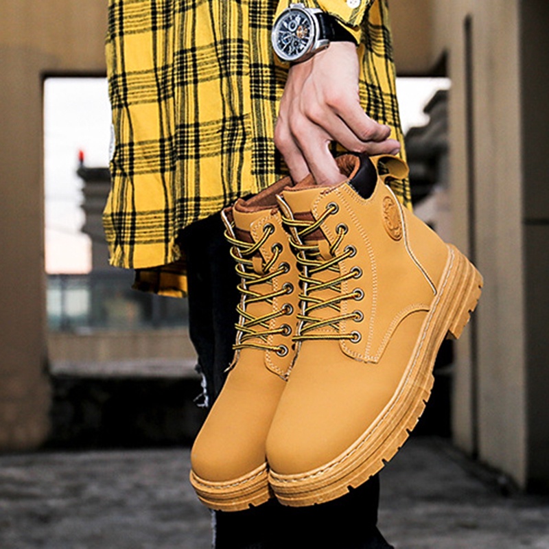 Giày boots martin Mũi Tròn Màu Nâu Phong Cách Thời Trang Anh Quốc Cho Nam Giới