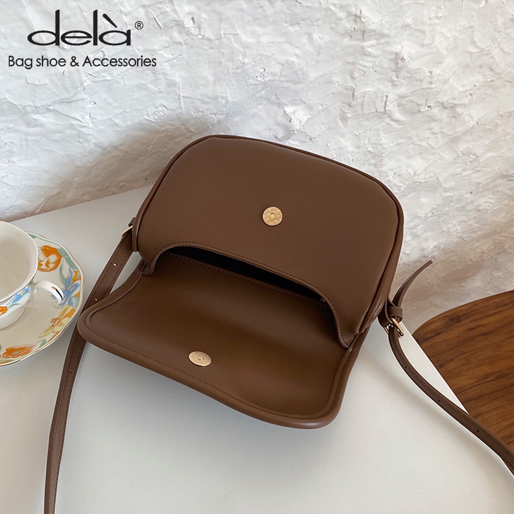 Dela Túi Đeo Chéo Một Bên Vai Màu Trơn Đơn Giản Thời Trang Phong Cách Phương Tây Mới