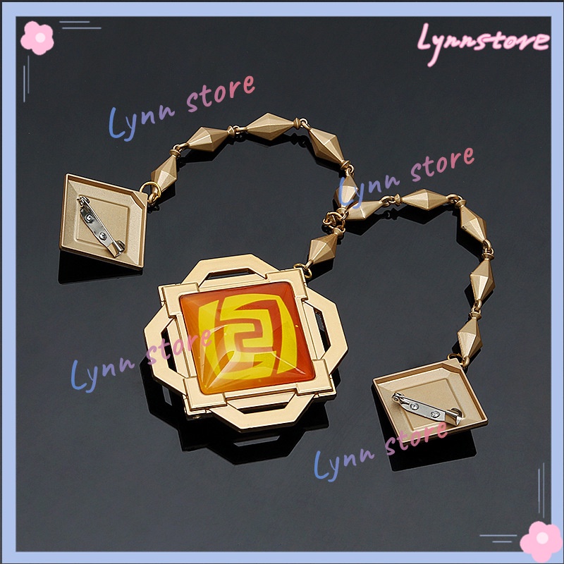 Trò chơi Genshin Impact Zhongli Metal Badges with Chain Vision Of God Cosplay Mặt dây chuyền Bộ sưu tập chất lượng cao Prop