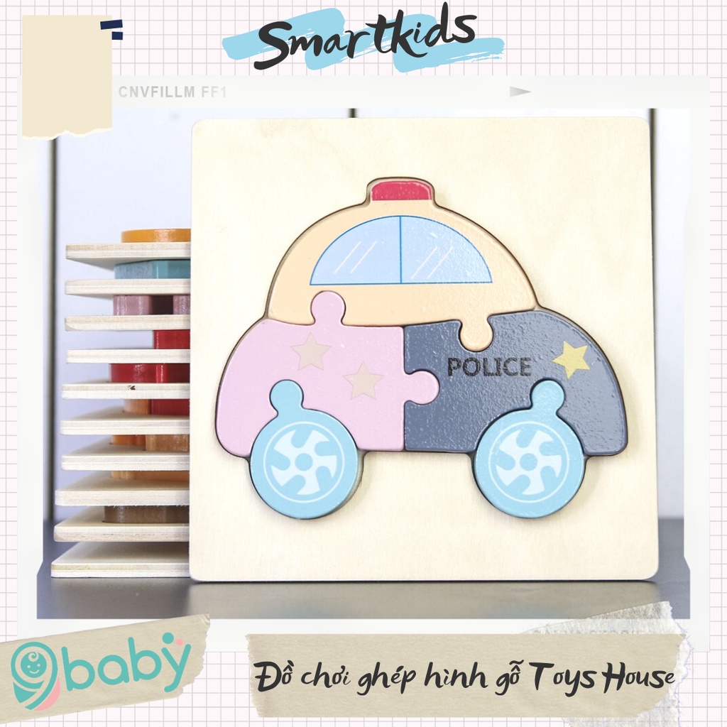 [ẢNH THẬT + VIDEO] Tranh ghép hình 3D bằng gỗ mẫu ô tô cho bé phát triển trí tuệ Toys House