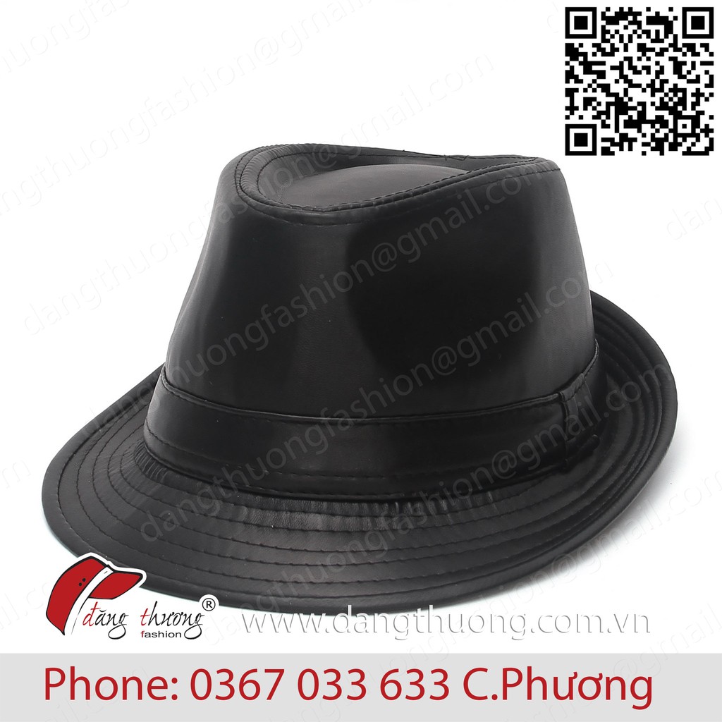 [HÀNG CÓ SẴN] [SHIP HỎA TỐC] Mũ nón phớt fedora da Pu đen