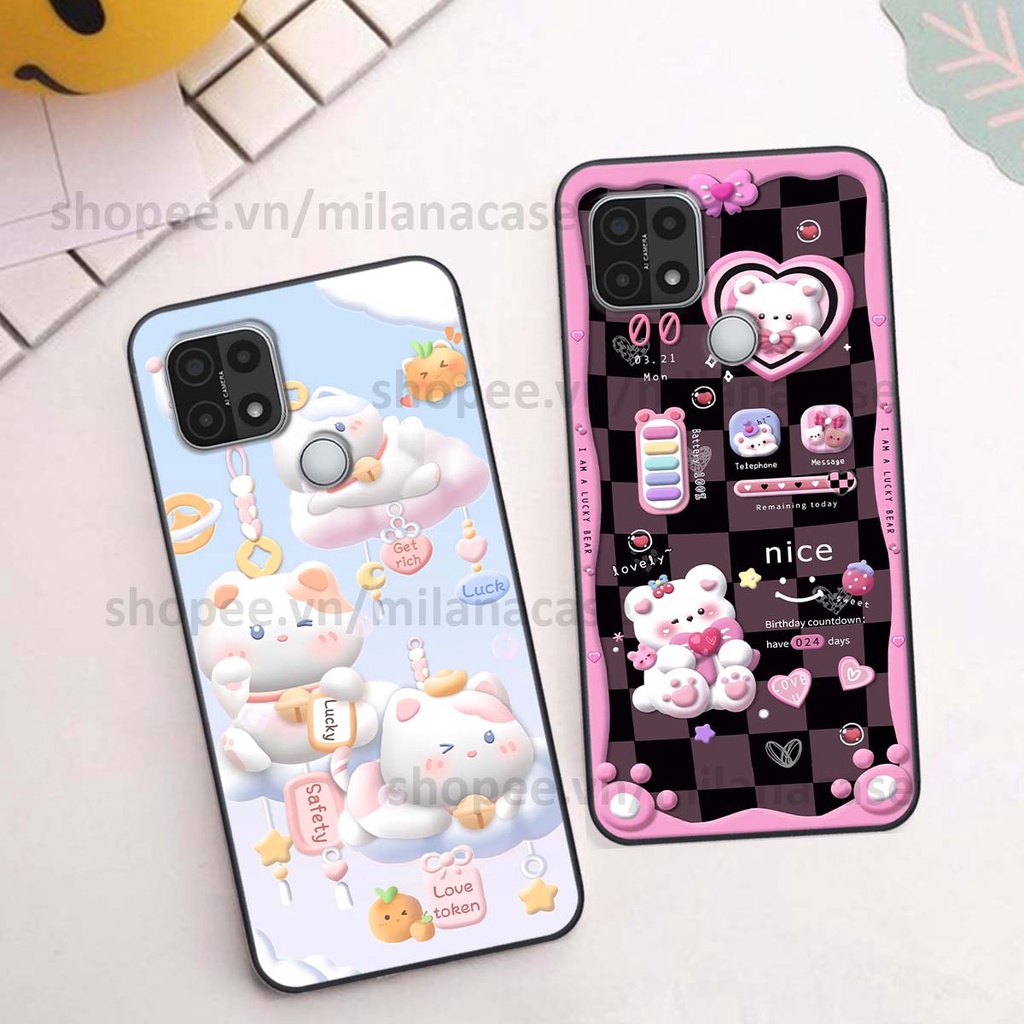 Ốp Oppo A15 / A15s hình đồng hồ icon gấu mèo cute cực dễ thương ngộ nghĩnh