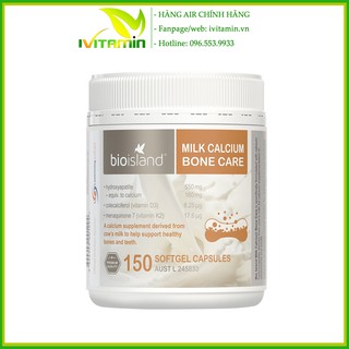 Canxi sữa vitamin D3 K2 Bio Island Milk Calcium Bone Care Úc 150 viên trẻ em từ 12 tuổi và người lớn