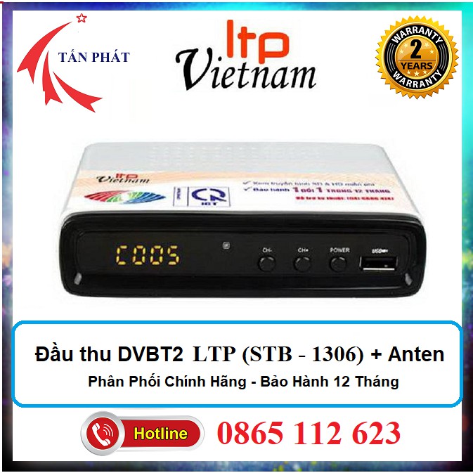 [Mẫu mới] Đầu thu kỹ thuật số DVBT2 LTP Việt Nam (STB 1306) + Anten Nhôm