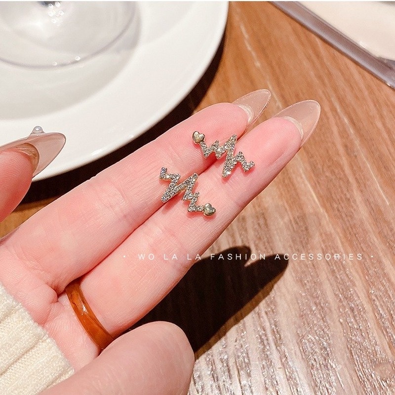 Bông Tai Mạ Bạc 925 Hình Tia Sét Thanh Lịch Thời Trang Hàn Quốc Cho Nữ