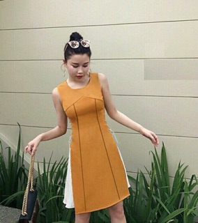 Đầm Xẻ Tà Phối Dập Ly