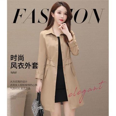 Áo Khoác Kaki Dáng Dài Màu Xanh Lá Nhạt Phong Cách Hàn Quốc Thời Trang Xuân Thu Cho Nữ