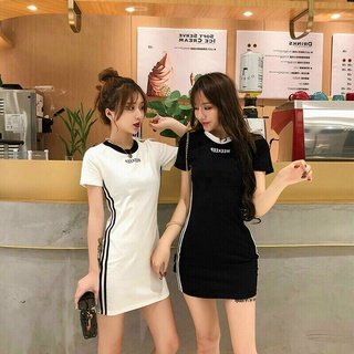 Đầm thun phối sọc trẻ trung