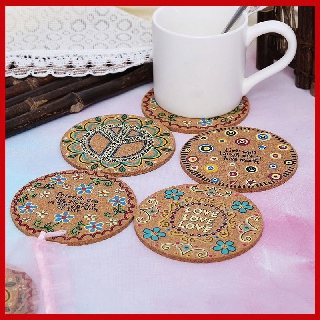 [ĐẸP XỊN] Miếng lót ly chất liệu gỗ hoa văn độc đáo (4 chiếc)