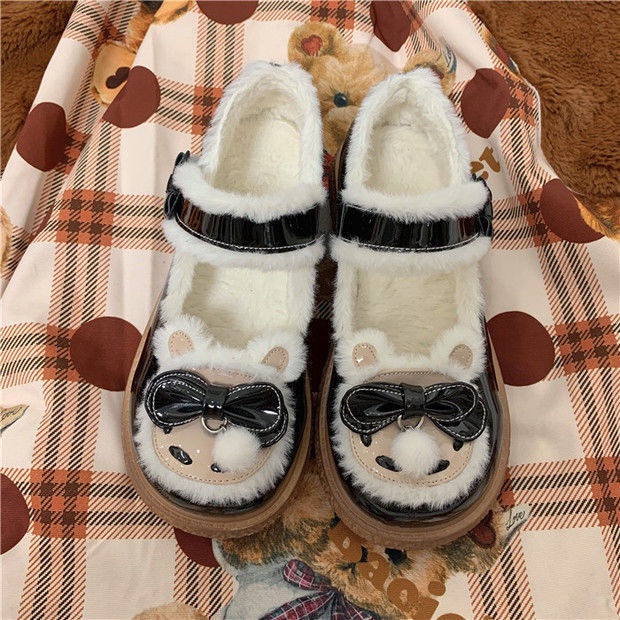 Giày da đính nơ phong cách Lolita nữ tính