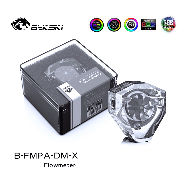 Bykski b-fmpa-dm-x Đồng Hồ Đo Lưu Lượng Nước Làm Mát acrylic g1 / 4 5v 3pin Cho Máy Tính