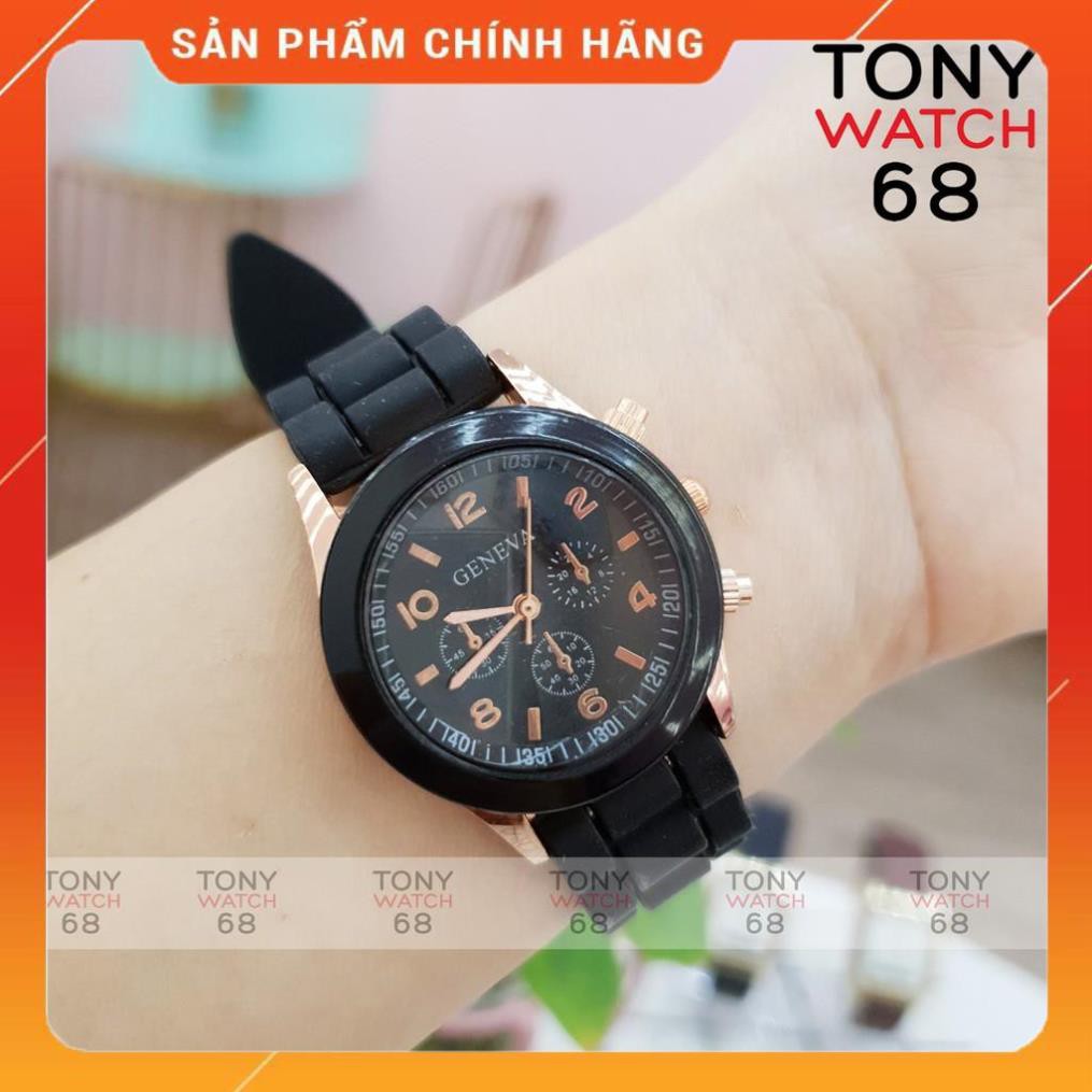 Hot!!! Đồng hồ cặp đôi nam nữ Geneva dây cao su trắng mặt kính cong độc đáo chính hãng Tony Watch 68 giá re