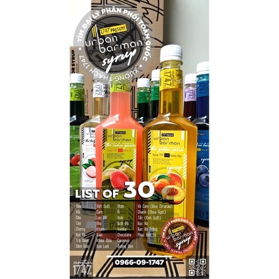 Siro đào dâu vải ổi urban barman 1747 —-