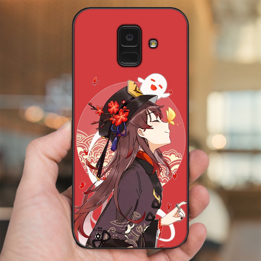 Ốp lưng Samsung A5 2018, A6 2018, A8 2018, J6 2018, A8 Plus viền đen in hình Hutao Genshin Impact