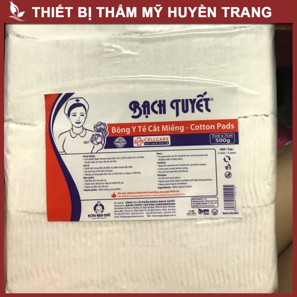 Bông Bạch Tuyết Y Tế Cắt Miếng 1kg Hàng Công Ty (KT 7*7cm) - Thẩm Mỹ Huyền Trang